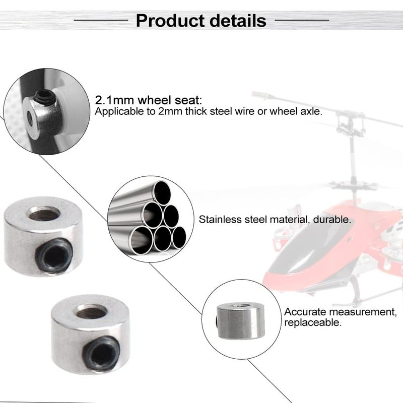 Begino Plane Landing Gear Wheel Stop 0.08"/2.1mm Wheel Collar for RC Airplane Model Aircraft(30-Pack) - Image 5